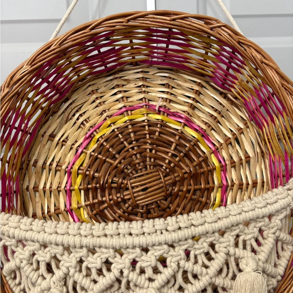 Woven Basket Wall Art with Tassels